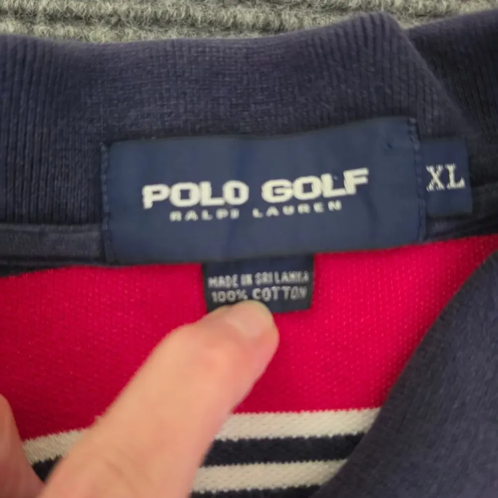 Ralph Lauren Polo Golf Men's XL Red Blue White Striped Short Sleeve Polo